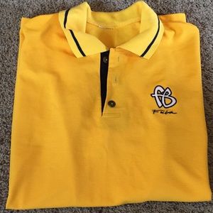 Yellow Fubu retro letters collared shirt 90s style